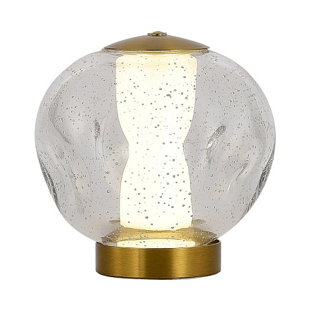 SL6520.304.01 Прикроватная лампа ST-Luce латунь/прозрачный с пузырьками воздуха LED 1*5W 4000K HELMI - фото