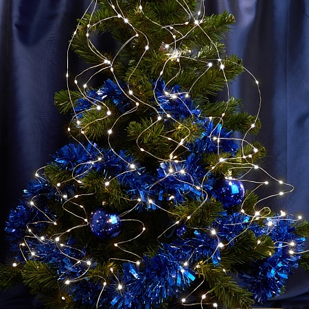 Светодиодная гирлянда Feron CL53  10 веток *20LED, 2м + 1м белый,статичная, с питанием от батареек, прозрачный шнур - фото