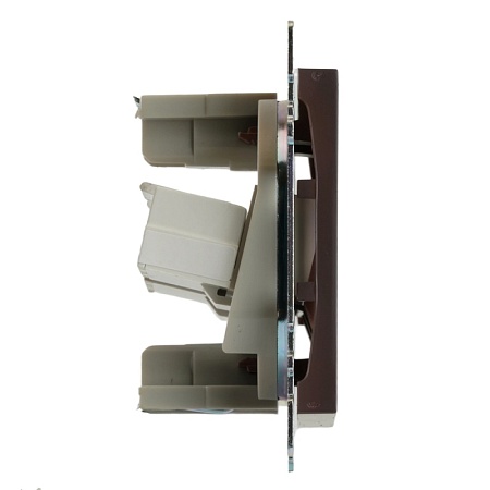 Розетка компьютерная 2-местная RJ-45 (механизм) STEKKER GLS00-7109-04, серия Катрин, шоколад - фото