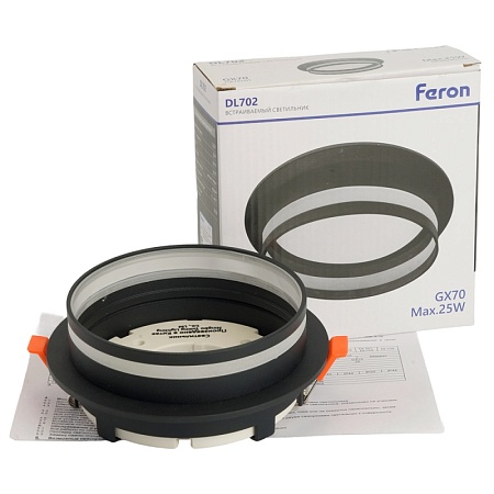 Светильник встраиваемый Feron DL702 LUNA потолочный GX70 черный круг - фото
