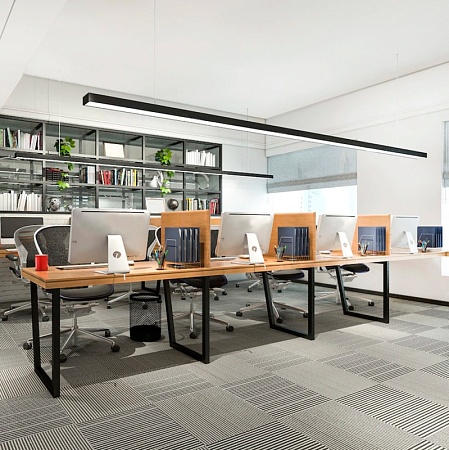 Светильник светодиодный линейный Feron AL4035 IP40 48W 6500К, рассеиватель матовый в алюминиевом корпусе, черный 1500*70*55мм - фото