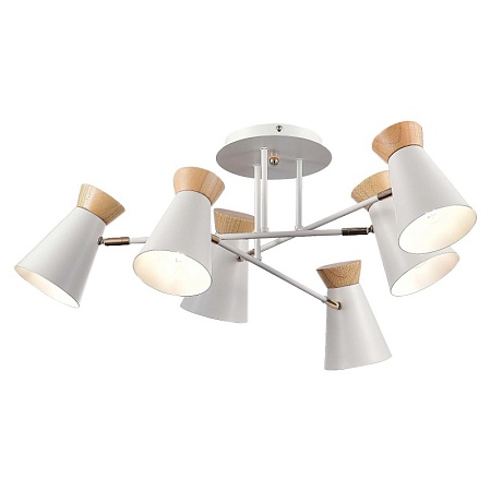 Светильник потолочный Белый, Золотистый/Белый, Дерево E27 6*60W SLE1252-502-06 - фото