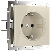 Розетка с заземлением слоновая кость WL03-SKG-01-IP20-ivory