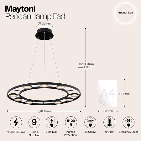 Подвесной светильник Maytoni MOD070PL-L63B3K - фото