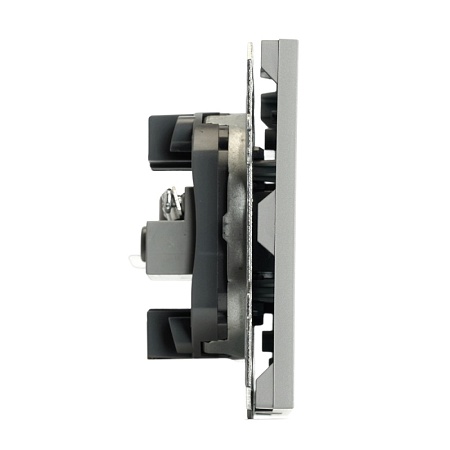 Розетка TV + компьютерная RJ-45 (механизм), STEKKER, серия Эмили, RST00-5106-10, платиново-серый, soft touch - фото