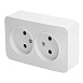 Розетка 2-местная б/з открытой установки, STEKKER, 250В, 10А, IP20, серия София, белый, MST10-12-01 - фото