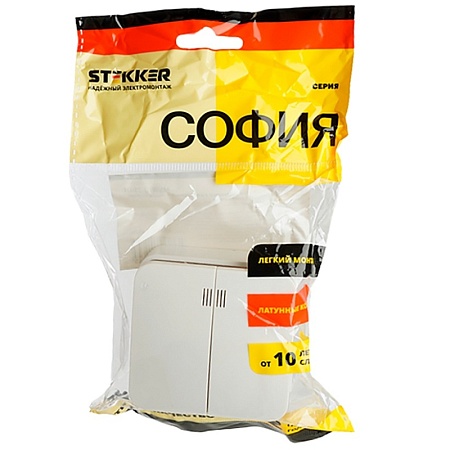 Розетка 4-местная б/з открытой установки, STEKKER, 250В, 10А, IP20, серия София, серебро, MST10-14-03 - фото