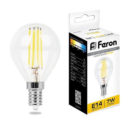 Лампа светодиодная Feron LB-52 Шарик E14 7W 230V 2700K - фото