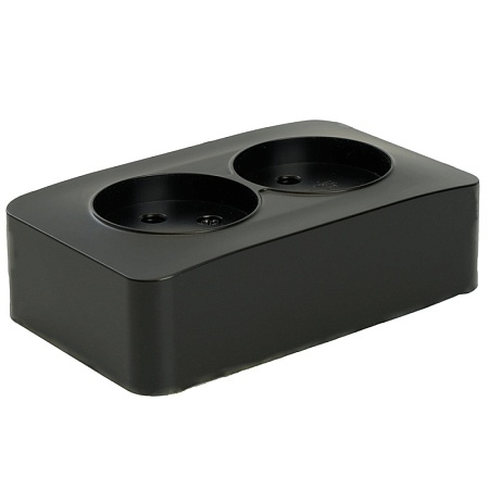 Розетка 2-местная б/з открытой установки, STEKKER, 250В, 10А, IP20, серия София, черный матовый, MST10-12-05 - фото