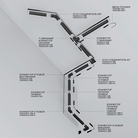 Трековая система Maytoni для натяжного потолка магнитная белая 400 TS-D-400-TR032-2-20W4K-S-W