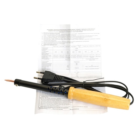 Паяльник с деревянной ручкой 65W, нихромовый нагреватель, долговечное жало, 230В, STEKKER  PLE110-60 - фото