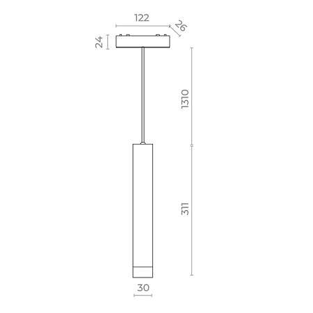 Магнитный трековый светильник Белый LED 1*7W 3000K 430Lm Ra>90 36° IP20 D30xH300 48V ST680.533.07 - фото
