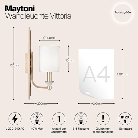 Настенный светильник (бра) Maytoni Vittoria H005WL-01BG - фото