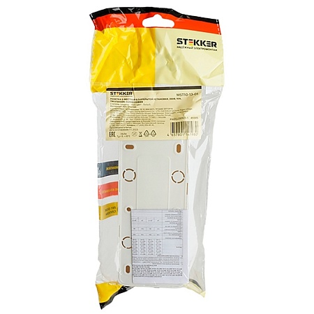 Розетка 4-местная б/з открытой установки, STEKKER, 250В, 10А, IP20, серия София, белый, MST10-14-01 - фото