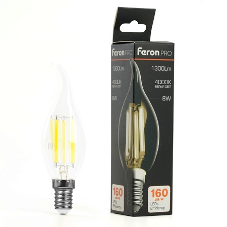 Лампа светодиодная Feron.PRO LB-1218 Свеча на ветру E14 1300LM 8W 175-265V 4000K - фото