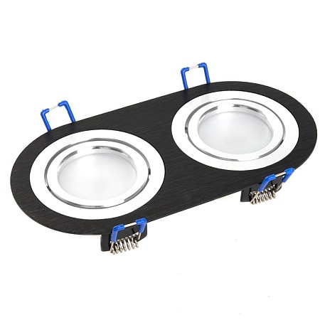 Светильник потолочный встраиваемый, DL2812 MR16 50W G5.3 "овал", черный-хром - фото