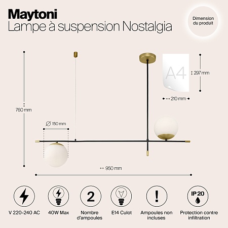 Подвесной светильник Maytoni Nostalgia MOD048PL-02G - фото
