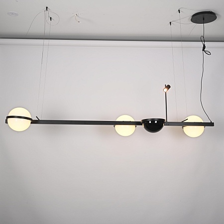 Реечный Подвесной Светильник Palma Wall Lamp 3 Шара + 1 Вазон Горизонтальная Imperiumloft 204173-22 - фото