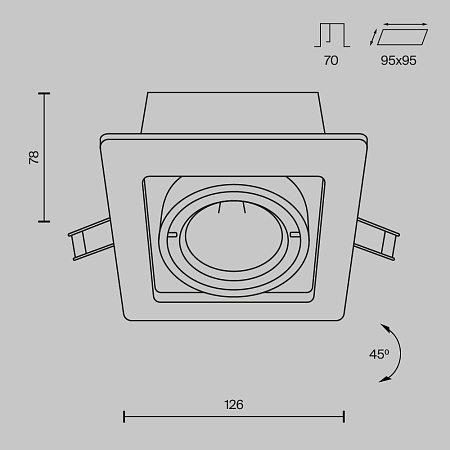 Встраиваемый светильник Technical Metal Modern DL008-2-01-B - фото