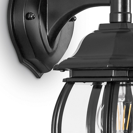 Светильник садово-парковый Feron 8102/PL8102 восьмигранный на стену вниз 100W E27 230V, черный - фото