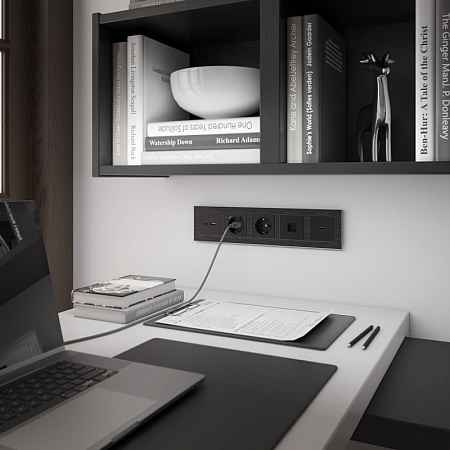 Розетка USB тип A+С черный матовый W1171808 - фото