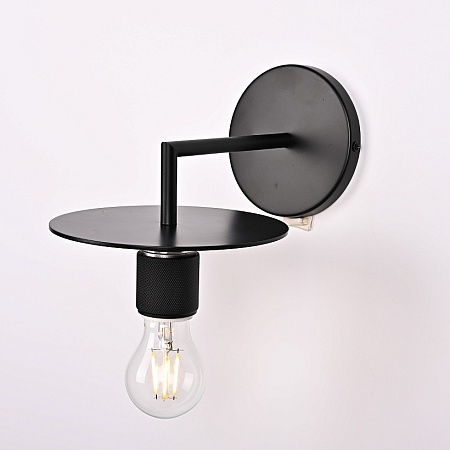 Бра Rh Utilitaire Knurled Disk Shade Sconce Black Imperiumloft 123281-22 - фото