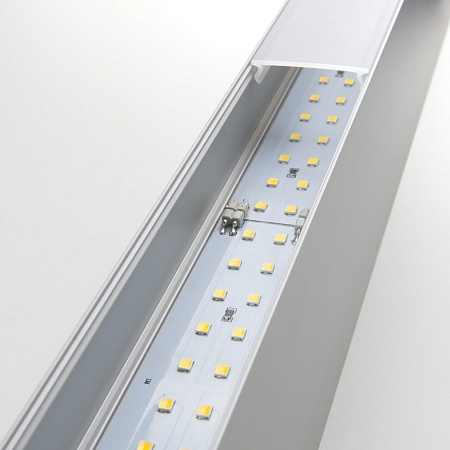 Линейный светодиодный подвесной односторонний светильник 128см 25Вт 3000К матовое серебро 101-200-30-128 - фото