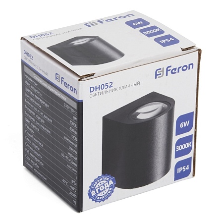 Светильник уличный светодиодный Feron DH052, 6W, 400Lm, 3000K, черный - фото