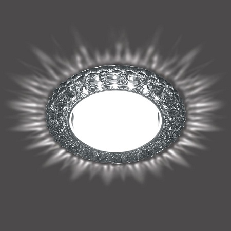 Светильник встраиваемый с белой LED подсветкой Feron CD4045 потолочный GX53 без лампы, серый, хром - фото