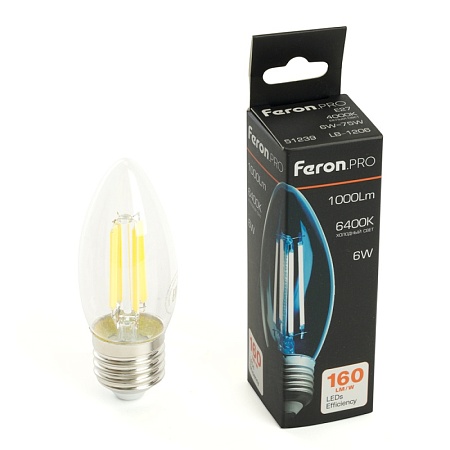 Лампа светодиодная Feron.PRO LB-1206 Свеча E27 1000LM 6W 175-265V 6400K - фото
