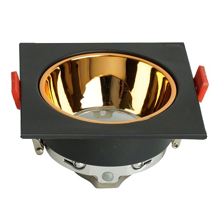 Светильник встраиваемый Feron DL3112 потолочный MR16 G5.3  черный + золото - фото
