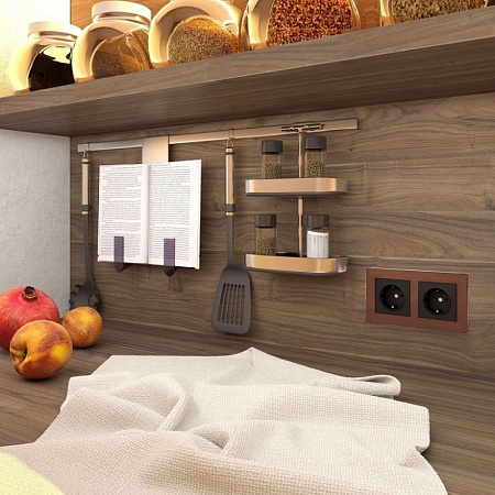 Рамка на 2 поста (коричневый алюминий) W0021714 - фото