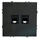Розетка компьютерная 2-местная RJ-45 (механизм), STEKKER, серия Эмили, RST00-5111-05, черный уголь, soft touch - фото