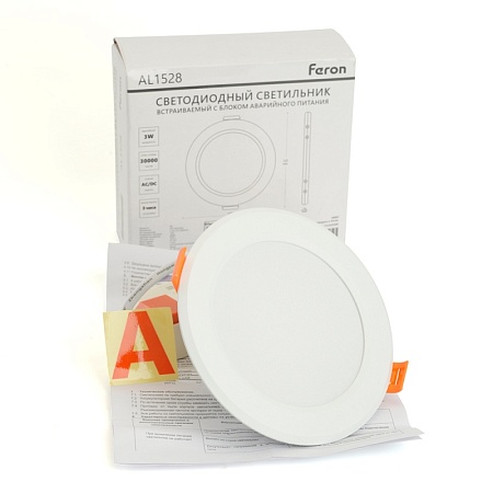 Светильник светодиодный Feron AL1528 с БАП в пластиковом корпусе 9W 4000K белый - фото