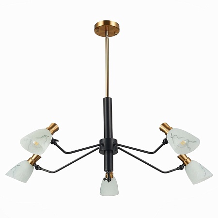 Светильник подвесной Черный, Латунь/Белый E14 5*60W SLE205403-05 - фото