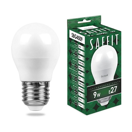 Лампа светодиодная SAFFIT SBG4509 Шарик E27 9W 230V 4000K - фото