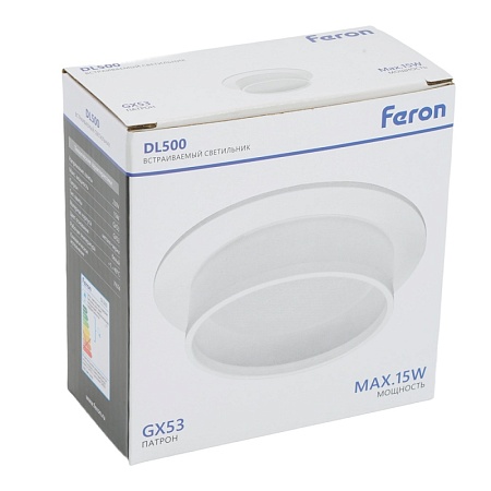 Светильник встраиваемый Feron DL500 потолочный GX53 белый круг - фото