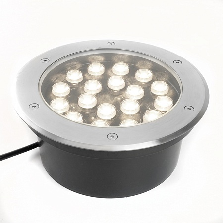 Светодиодный светильник тротуарный (грунтовый) Feron SP2804, 20W, AC/DC12V, низковольтный, 4000K, металлик, IP67 - фото