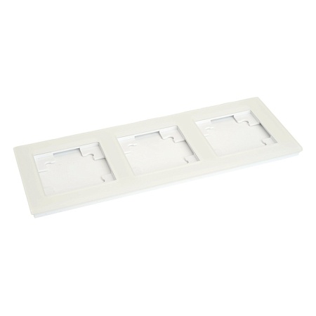 Рамка 3-местная, стекло, STEKKER, GFR00-7003-01, серия Катрин, белый матовый - фото