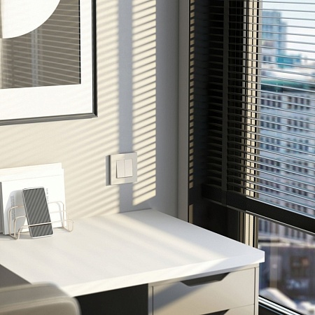 Выключатель двухклавишный с самовозвратом айвори матовый W1122462 - фото