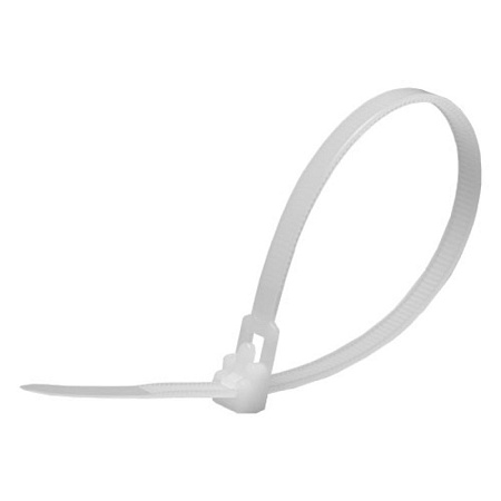 Хомут нейлоновый многоразовый STEKKER NYCT50-200 5x200 мм, белый, упаковка 100 шт - фото