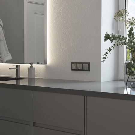 Розетка влагозащ. с зазем. с защит. крышкой и шторками N (серебряный матовый) W1171265 - фото