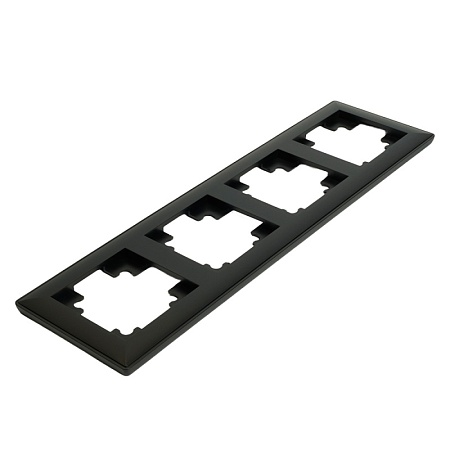 Рамка STEKKER, PFR00-7004-05 4-местная, пластик, серия Катрин, черный - фото