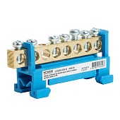 Шина "N" на изоляторе STEKKER 6*9 тип "стойка" на DIN-рейку 8 выводов, синий, LD556-69-8