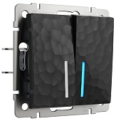 Выключатель двухклавишный с подсветкой черный W1220108