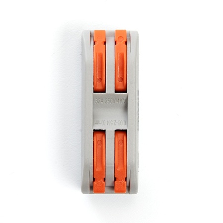 Клемма монтажная д/ подкл. фазн. проводников STEKKER, LD222-422, 2 контактные группы, 1ввод,1вывод на полюс (DIY упак 5 шт) - фото