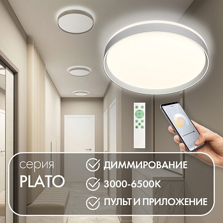 DK6511-WH/1 Накладной светильник, LED, 50W, IP 20, 3000K - 6500K, белый, металл, полимер - фото