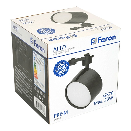 Светильник Feron AL177 трековый однофазный на шинопровод под лампу GX70, черный - фото