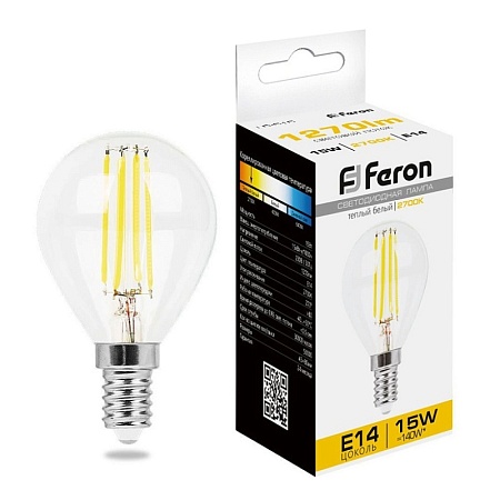 Лампа светодиодная Feron LB-515 Шарик E14 15W 230V 2700K - фото