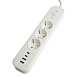 Сетевой фильтр 3-местный с/з STEKKER 3x1мм2, 1,8 м, 250В, 16А, 2 USB-A+2 Type-C, серия Nova, белый - фото